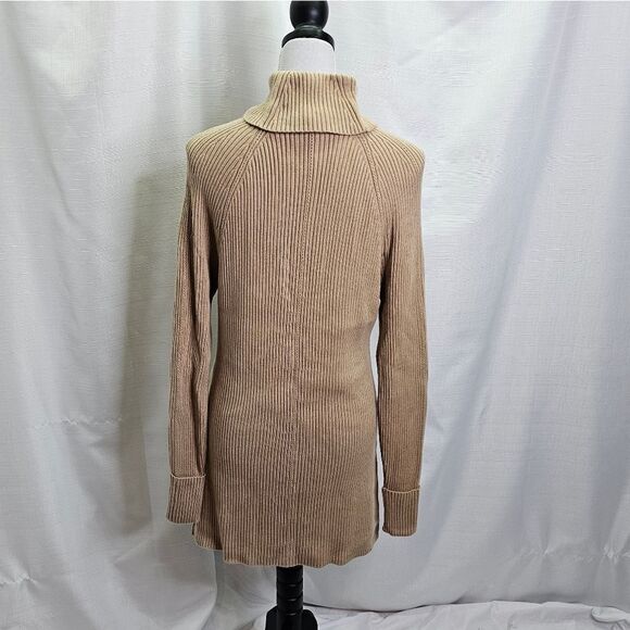 White House Black Market Tan Cuffed Sleeve Turtleneck Pointelle Sweater Size XL - Picture 9 of 11